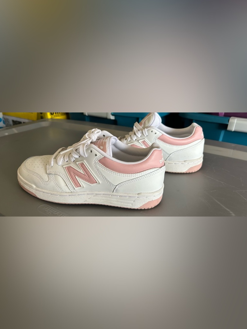 New Balance Blush and White Athletic Shoes